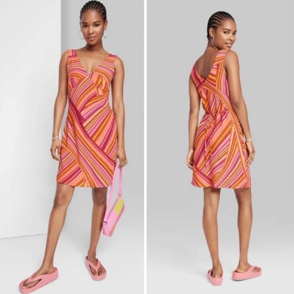 Groovy Costume Women's Slip Dress 70s Psychedelic Sleeveless Dress L NWT - Picture 2 of 12